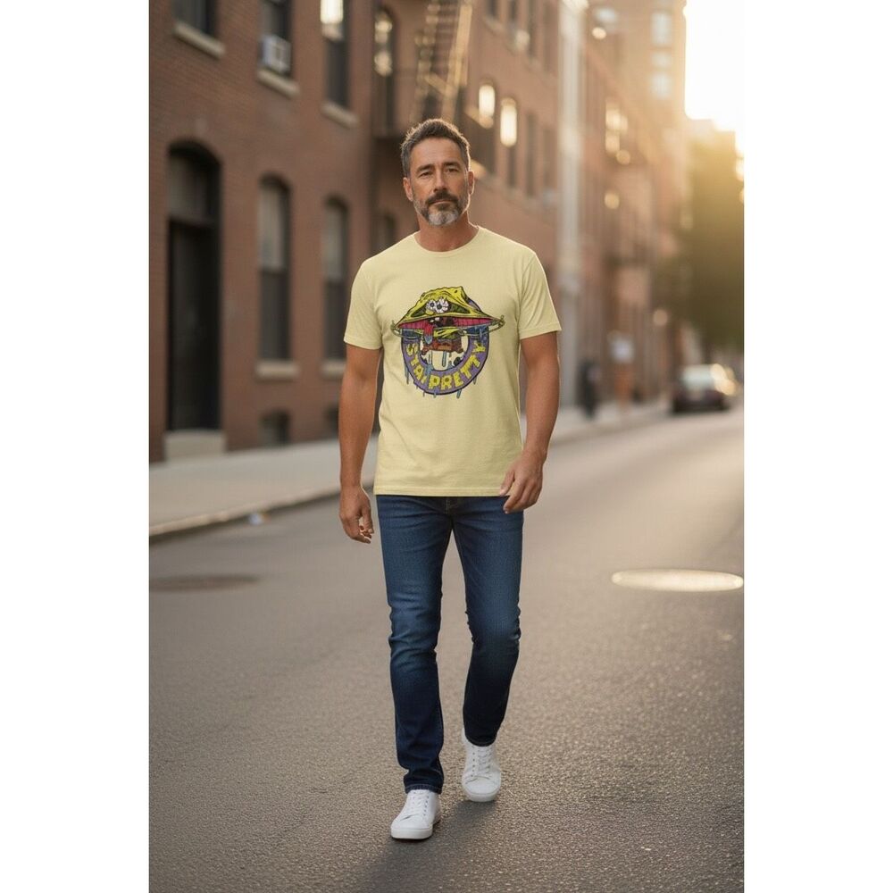 H&M SpongeBob Stay Pretty Graphic Tee Yellow Streetwear Shirt Medium